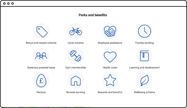 employer profile perks and benefits browser screenshot