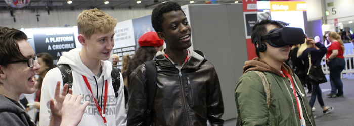 Students at a UCAS HE exhibition 