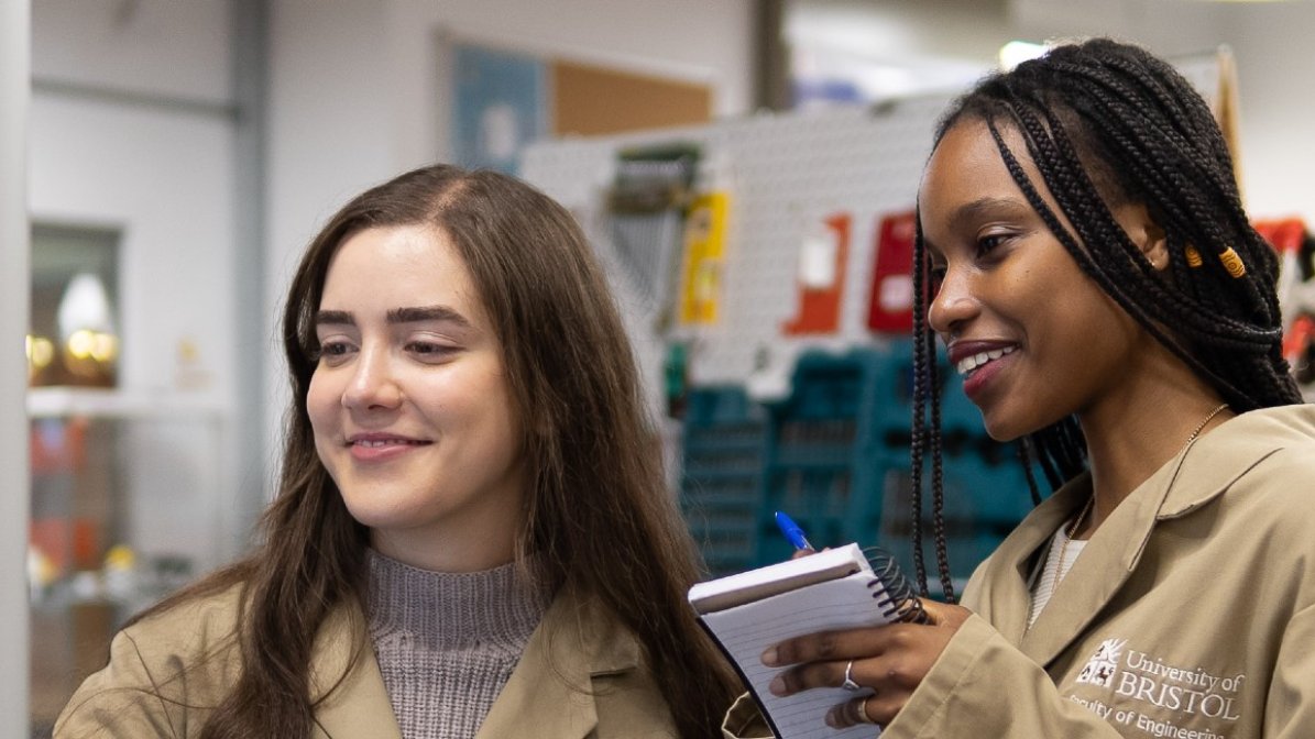 Two female engineering students at uni of bristol