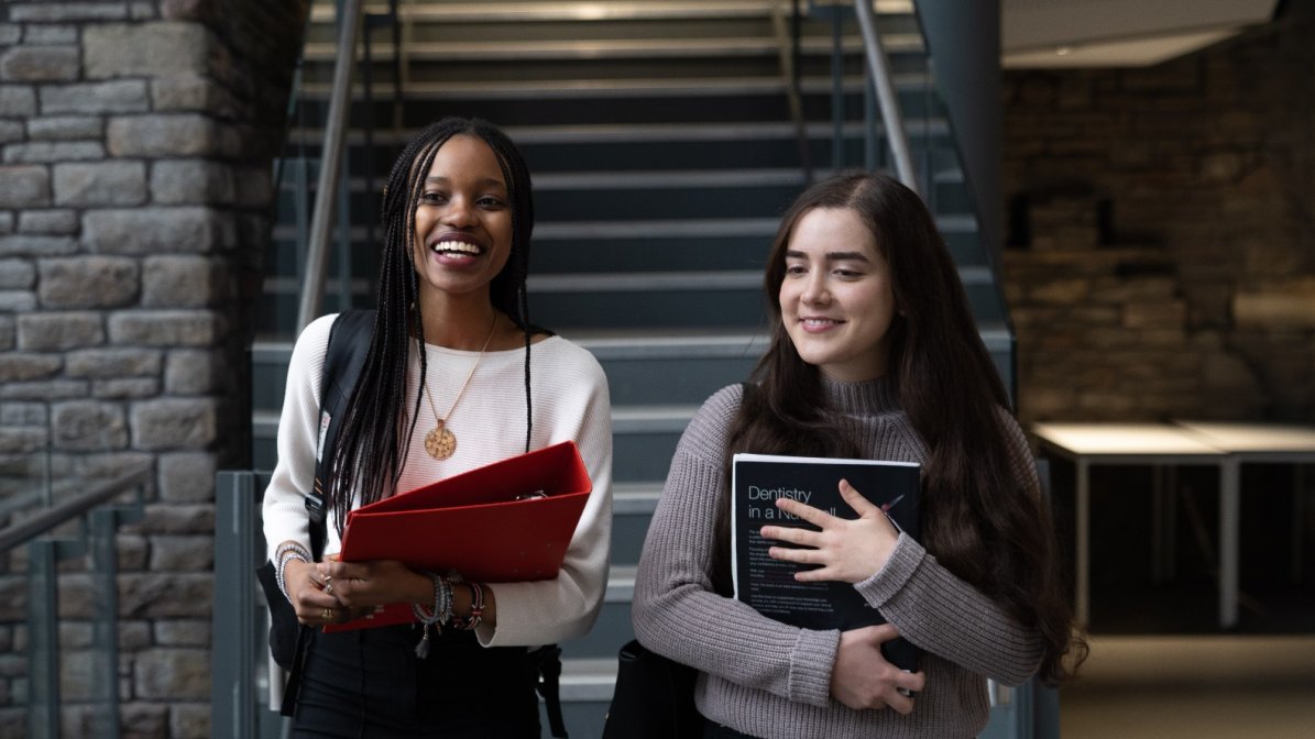Two students at a uni open day in Bristol