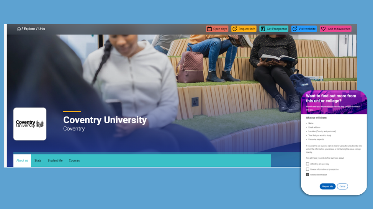 Screenshot of Coventry University provider page