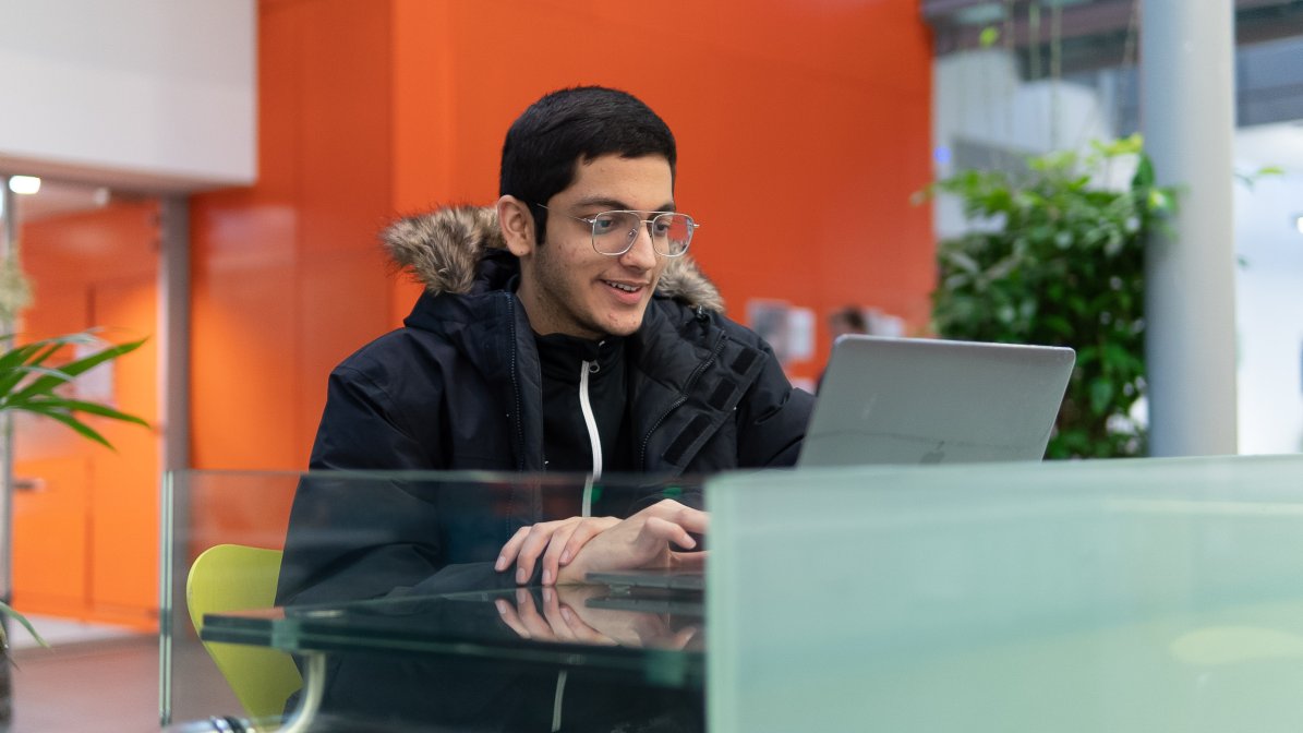 Student at a laptop