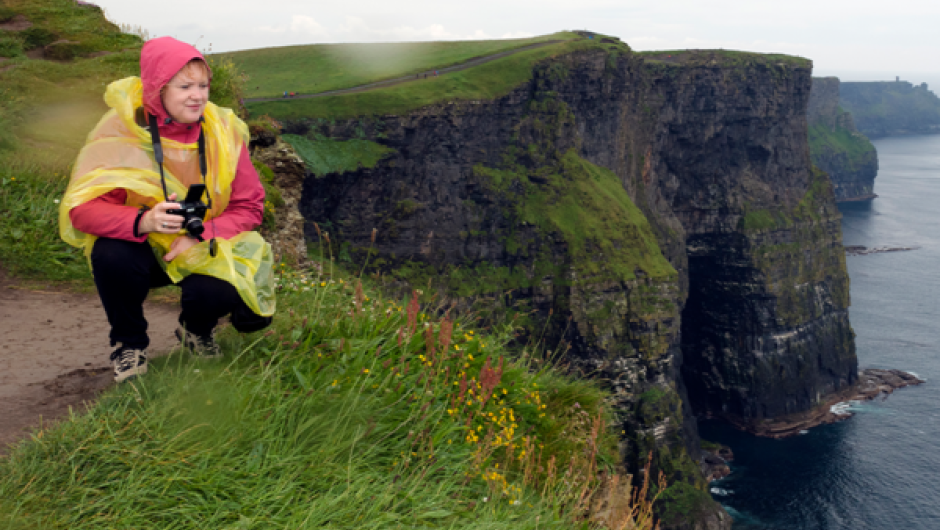 Geography student on a cliff