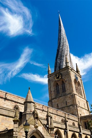Church spier in Derbyshire